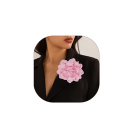 Flower Brooches Lapel Pins for Women Satin Fabric Brooches Big Camellia Flower Brooch Pins Wedding Part Dance Clothes Accessories Jewelry Gifts (pink)
