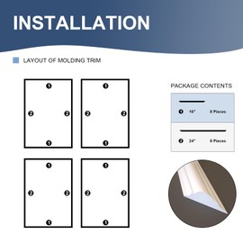 NeatiEase 4 Set Peel and Stick Wall Molding Trim Kit, 16" x24" Premade Wainscoting Panels, Self Adhesive Moulding Panel for Interior Walls Picture Frame