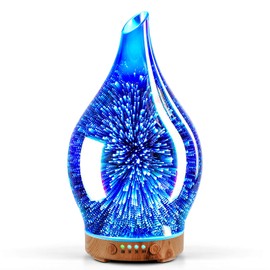 Porseme Oil Diffuser 3D Glass Aromatherapy Ultrasonic Humidifier, Air Refresh Auto Shut-Off, Timer Setting, BPA Free for Home Hotel Yoga Leisure SPA Gift 150ml Last 6H