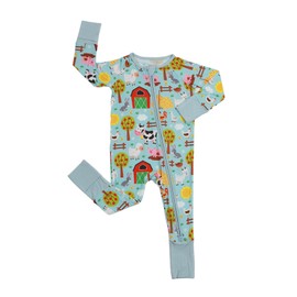 SUZEL - Pijama de viscosa de bambú para bebé, mameluco de una pieza sin pies para bebés y niñas, Blue Farm, 0-3 meses