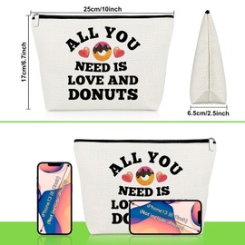 Donuts Gifts for Women Makeup Bag Donut Lover Gifts Dessert Themed Cosmetic Bag for Women Friend Birthday Valentine's Day Present for Wife Doughnuts Foodie Travel Toiletry Pouch for Dessert Chef