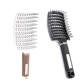 Pack of 2 Ventilated Detangling Hair Brush, Curved Antistatic Hair Styling Brush, Curved Hair Brush, Ventilated Detangling Curled, Curved Vent Hair Brush Curls (Black + White)
