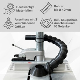 LADSPRINT Suction nozzle for Bosch PBD40 etc. Complete with 10 joints, suitable for many models, for drills up to 40 mm, connection with 3 diameters, made in Germany