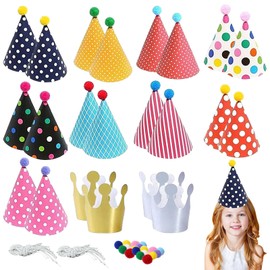 Nadiaen 22Pcs Party Hats,Party Hats for Kids,Birthday Party Cone Hats Party Hats Set,Colorful Adjustable Birthday Party Paper,Birthday Hats for Kids,Birthday Hat for Children and Adults