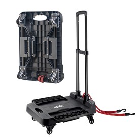 ZHJINGYU Folding Hand Truck Cart,Heavy Duty Trolley 220lbs Capacity,Folding Luggage Cart, Collapsible Wheels,Extended Handle Portable Dolly Cart for Moving, Airport, Office,Carrying Home