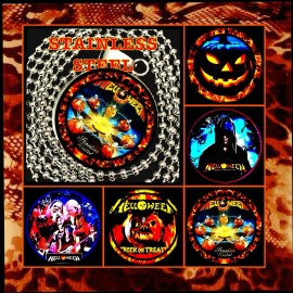 HELLOWEEN 5 PENDANTS  1 NECKLACE CHAIN🤘 ROCK MERCHANDISE CONCERT ACCESSORIES