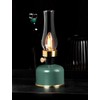 Abbott Collection Green Lantern LED Lamp with Chimney, Portable Table