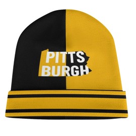 CN9YYKL Football City Beanie Hat Winter Knit Cuffed Cap Team Color Fashion Skull Cap Sport Fans Gift for Men Women Youth, Pittsburgh, One Size