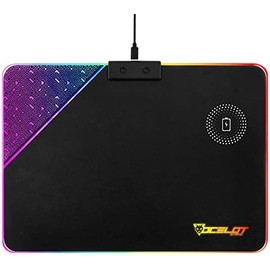 Mouse Pad Rigido Ocelot Gaming OMPR01. Iluminación RGB con Software Integrado, Conexión USB para alimentación, Sistema de Carga inalambrica para