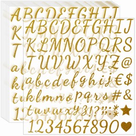 Waynoda Waynoda 790 Pieces 10 Sheets Self Adhesive Glitter Alphabet Letter Stickers for Classroom Decor, Grad Cap Decoration, DIY Crafts Art Making, Business,Address Number (Gold,1 Inch)