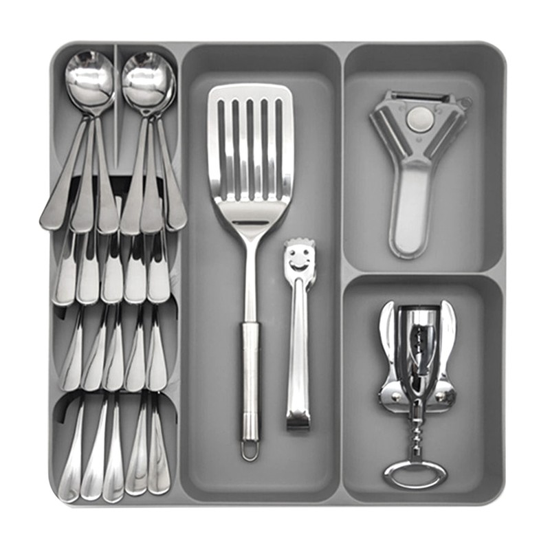Silverware Drawer Organizer 3 in 1 Eco Friendly Plastic Multifunction