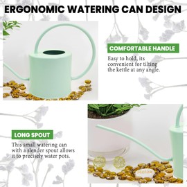 Lechloris Indoor Watering Can for Houseplants-Long Spout Metal Watering Can for Indoor Plants, Succulents or Outdoor Garden Flower, 1.3L / 40 oz Mint