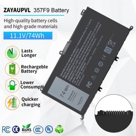 74Wh 357F9 Battery for Dell Inspiron 15 7000 Gaming 15 7559 i7559 i7559-5012GRY 7557 i7557 i5577-7342blk-pus 5577 7567 5576 7566 INS15PD Series P65F P65F001 P57F 71jf4 071jf4 0GFJ6 0357F9 11.1V