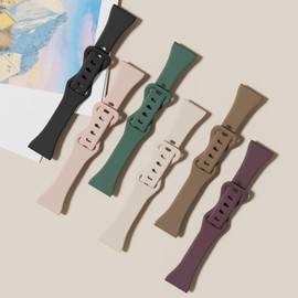 EverAct 6 Pack Slim Silicone Watch Bands Compatible with Garmin Vivoactive 5/Vivoactive 3/Venu Sq 2/Venu Sq/Venu, 20mm Thin Soft Narrow Sport Strap Wristband for Forerunner 55/165/645/245 Women Men