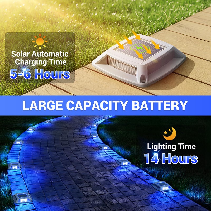 Etetale Solar Driveway Lights Outdoor 6 Pack, IP68 Waterproof Solar