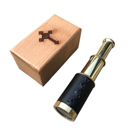 6" Handheld Brass Telescope with Wooden Case Pirate Navigation Pocket Telescope Mini Spyglass Brass Collapsible Hand Telescope Vintage Decorative Telescope (Design 1)