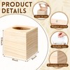 Wonderjune 6 Pcs Wood Tissue Box Cover for DIY Unfinished