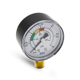 DOJA Barcelona Swimming Pool Pressure Gauge 1/4 Inch Diameter 50 mm Vertical Connection 0 + 3 Bar/PSI Swimming Pool Filter Pressure Gauge for Sand Filter Pool, Swimming Pool Pump Pressure Gauge