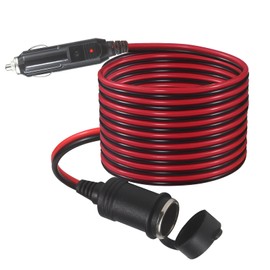 SPARKING - Cable de extensión para encendedor de cigarrillos de coche de 12 pies, enchufe macho a hembra de 16 AWG, cable de extensión resistente con luces LED para bomba de neumáticos, compresor de