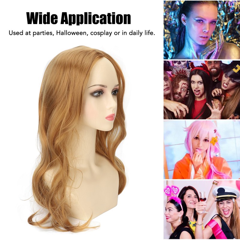 Women Long Hair Wig Light Brown Color Middle Parting Breathable