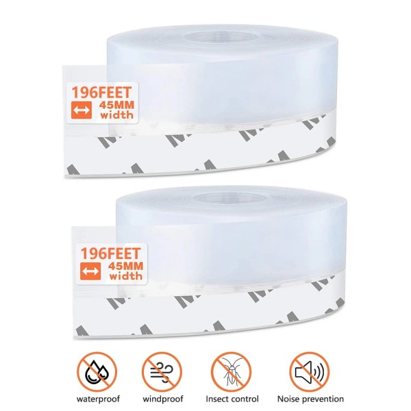 Unbranded 2x Weather Stripping Door Seal Strip Self Adhesive Silicone