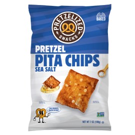 PRETZELIZED Snacks PRETZELIZED Pretzel Pita Chips, Sea Salt Flavored, 7oz Bag (Pack of 12)