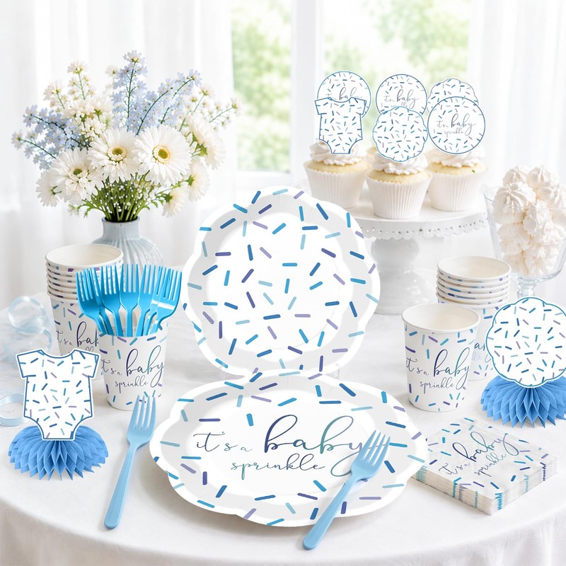 Xynic Baby Sprinkle Decorations Tableware Set Serves 25 Guests