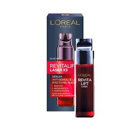 L'Oréal Paris Revitalift Laser: Sérum facial 30ml rellana las arrugas, reafirma la piel y reafirma textura. Uso recomendable a partir de 45+ años, dermatológicamente testeado