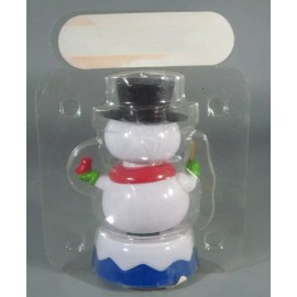 Greenbrier International Solar Dancing Snowman Decoration with Red & Green Scarf 4" Tall