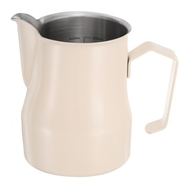 uxcell Milk Frothing Pitcher, 12oz / 350ml Stainless Steel Milk Frother Cup with Scale for Milk Steaming Pitcher Latte Art Cappuccino Coffee Espresso Accessories, Beige