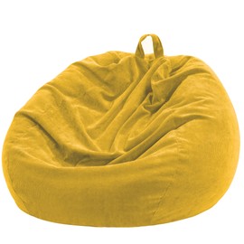 Nobildonna Bean Bag Chair for Kids and Adults - Cover Only (No Filling) for Sofa Stuffed Animals - 110 x 89 cm (Deep Yellow)