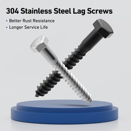 BNUOK 23 Sets 5/16" x 1-1/4" Hex Head Lag Screws Bolts with Flat Washers 304 Stainless Steel 18-8 Heavy Duty Lag Screw for Wood, Driver Bit Included