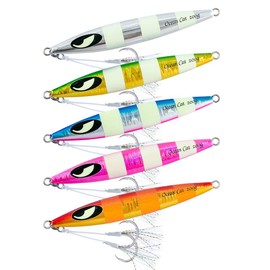 OCEAN CAT - Ganchos Planos para Pesca de caída Lenta, 5 Colores, 5 Pesos (Cada Color, 1 Unidad (Todas Las 5 Piezas), 2 5/6 oz)