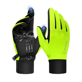 KUTOOK Windproof Gloves Winter Men's Running Gloves Warm Thermal Winter Gloves with 2 Touchscreen Fingers Hiking Jogging Running Bike Outdoor Sports Gloves Green S