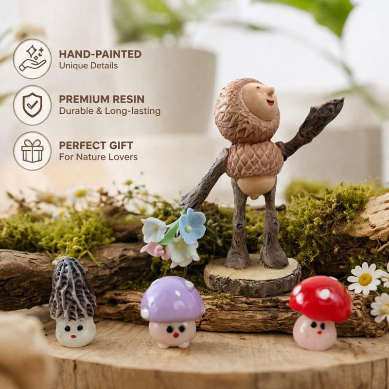 YOIUBASIA Miniature Acorn Figurine Woodland Decor