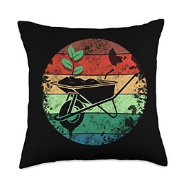 Gardener Retro Wheelbarrow for Hobby Gardener Farmers Throw Pillow