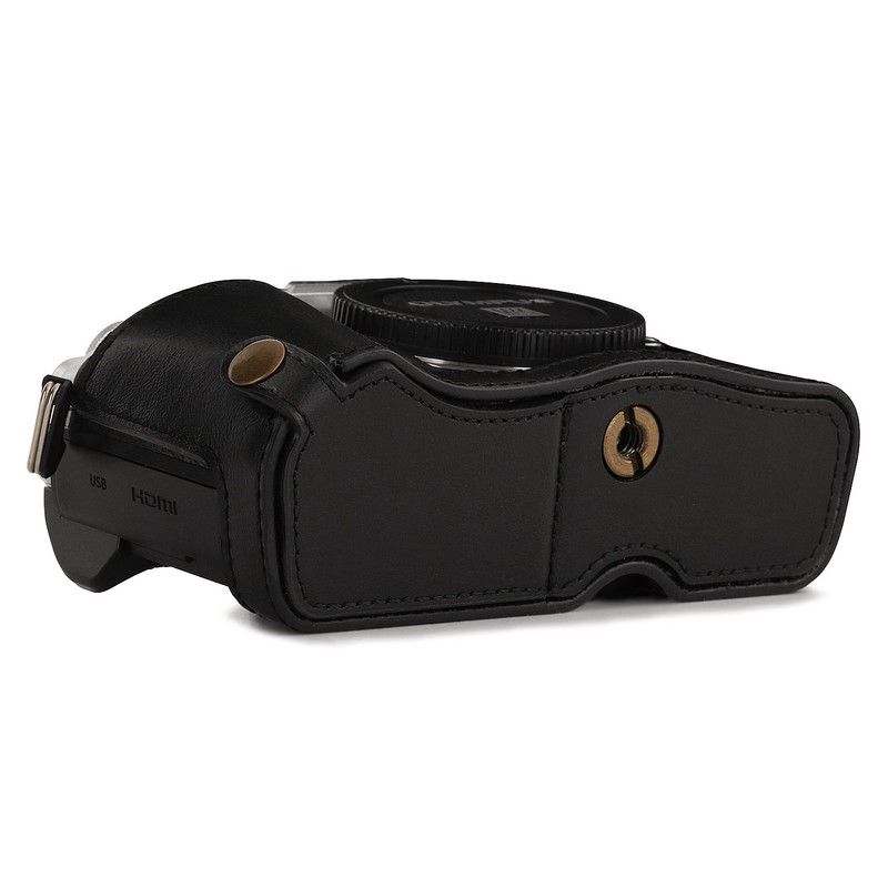 MegaGear MG1350 Ever Ready Leder Kamera Halbtasche mit Trageriemen und