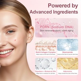 PDRN Crema cápsula de colágeno rosa – Salmon PDRN – Crema hidratante reparadora de barrera de doble textura | ADN de salmón + 5% niacinamida 2 onzas