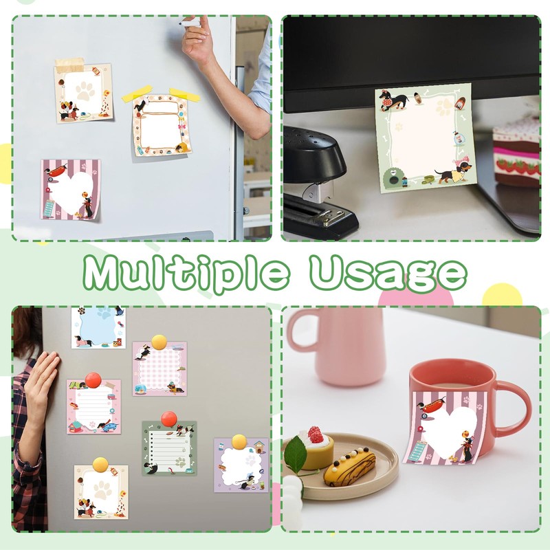 ZCPTZ 9 Pcs Cute Dachshund Notepads 3" x 3" Self-adhesive