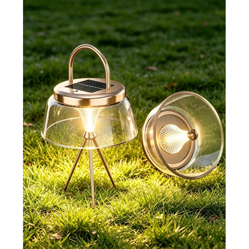 Solar Camping Lantern, 360° COB LED Rechargeable with Solar&Type-C, IP65
