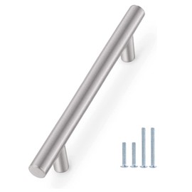 Probrico 10 Pack 5 Inch Kitchen Cabinet Handles, Brushed Nickel Cabinet Pulls Euro T Bar Dresser Pulls, Stainless Steel Kitchen Cabinet Hardware Drawer Handles, 5 Inch Hole Centers, 7.5 Inch Length