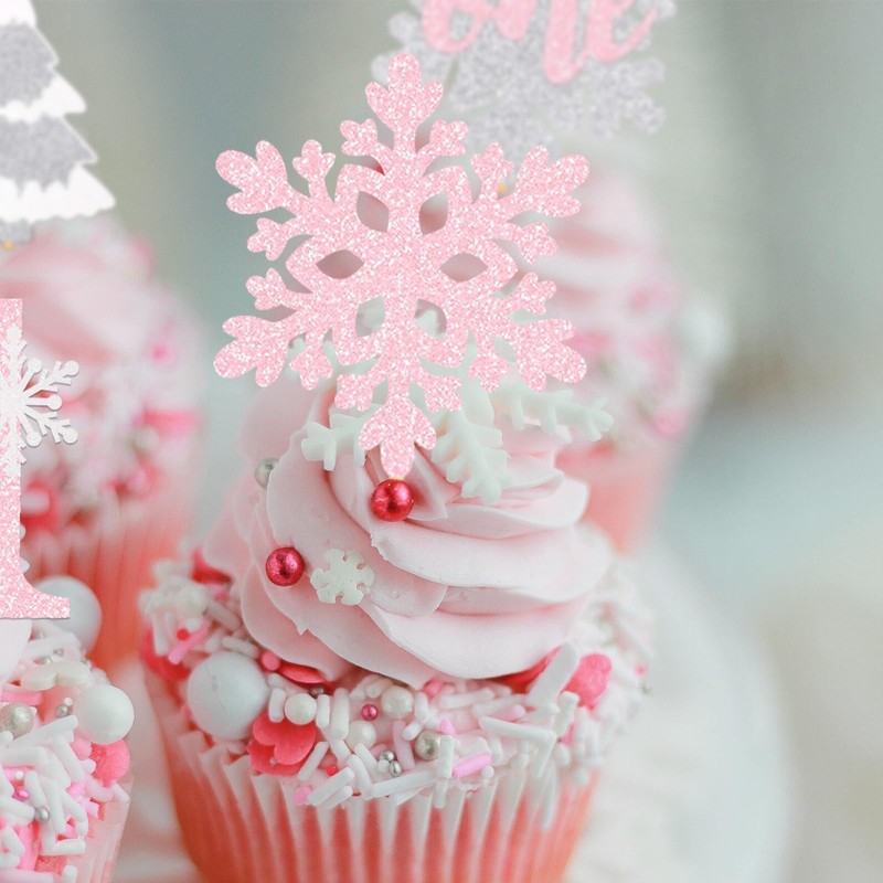 Winter Onederland Cupcake Topper Snowflakes One 1st Birthday Party Decoration