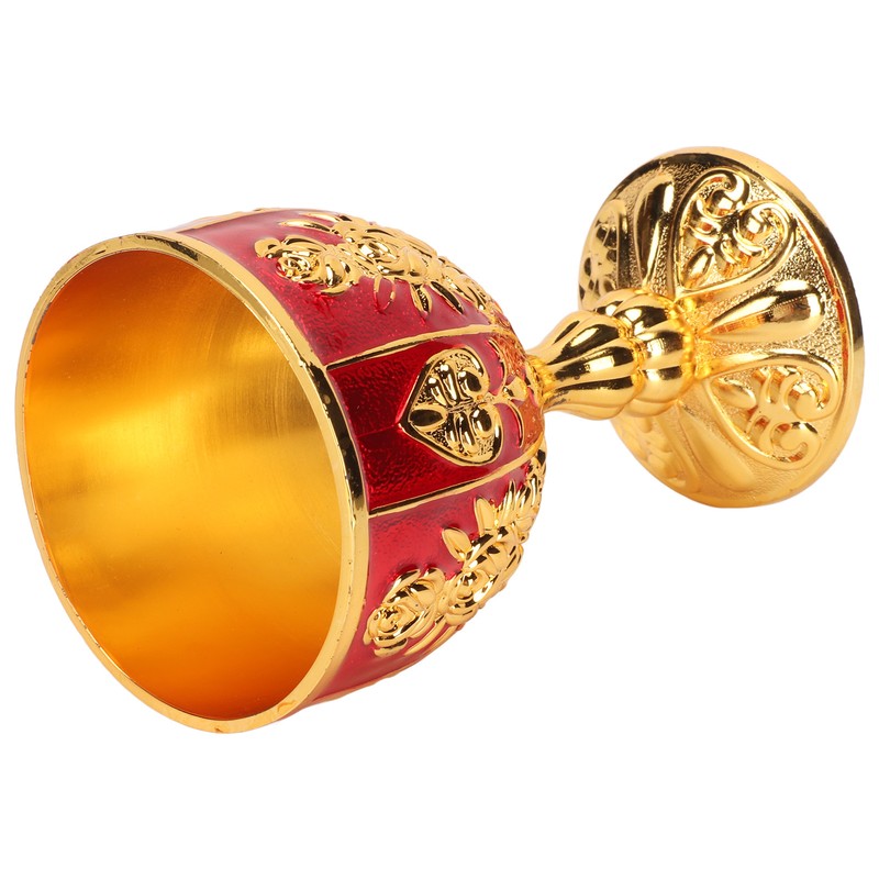 Gold Chalice 4 Inch High Zinc Alloy Retro Embossed Flower