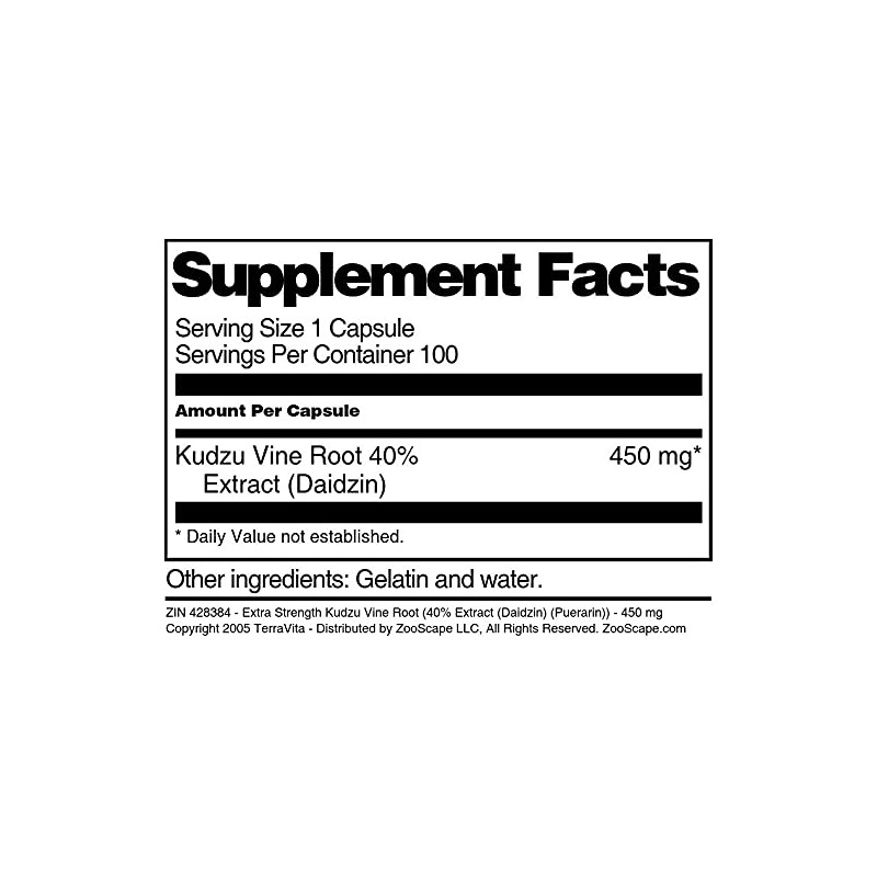 Extra Strength Kudzu Vine Root 40% Extract (Daidzin) (Puerarin) -