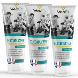 VEOFIT Conductive Electrode Contact Gel Eucalyptus 3 x 250 ml for EMS TENS Devices, Electrostimulators, Electrode Pads - Improves Electrode Contact and Protects the Skin