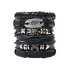 Ticome Leather Bracelet, 6Pcs Adjustable Fashion Punk Men & Women