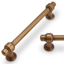 POVEFONK 10 Pack 6-1/4 inch(160mm) Antique Brass Kitchen Cabinet Handles Cabinet Pulls Vintage Drawer Pulls Aged Gold Bronze Kitchen Cabinet Hardware