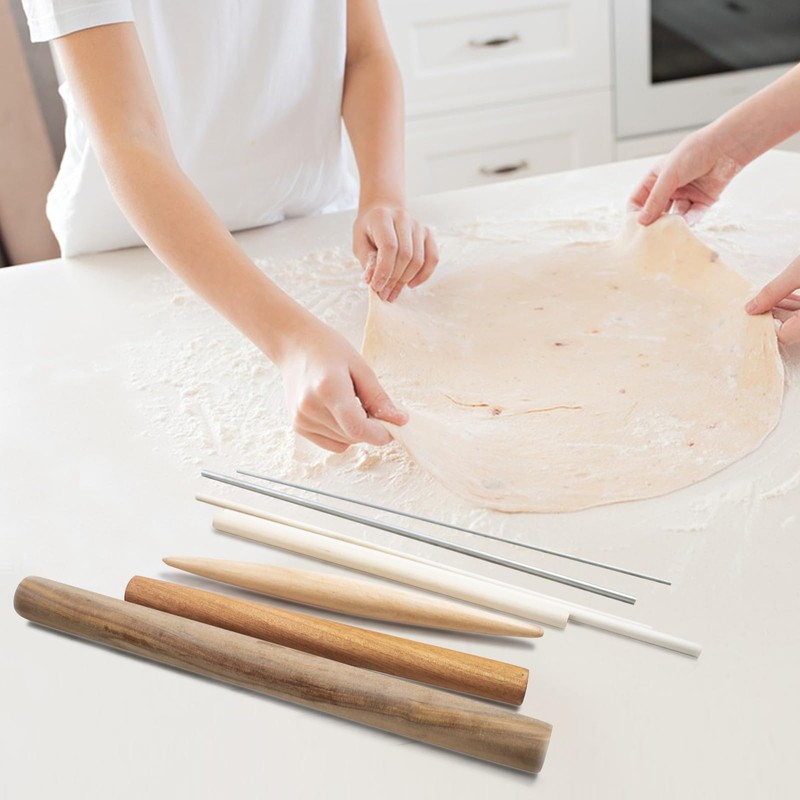 8 PCS Pasta Rolling Pins Set, Multiple Sizes Wood and