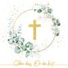 20 Napkins Golden Cross Around Eucalyptus White | Confirmation |