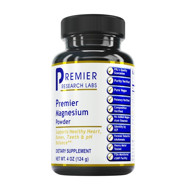 Premier Research Labs Magnesium - Supports Healthy Heart, Bones, Teeth & pH Balance - Magnesium Lactate Powder - Highly Absorbable Magnesium Source - Watermelon Flavor Without Added Sugar - 4 Oz